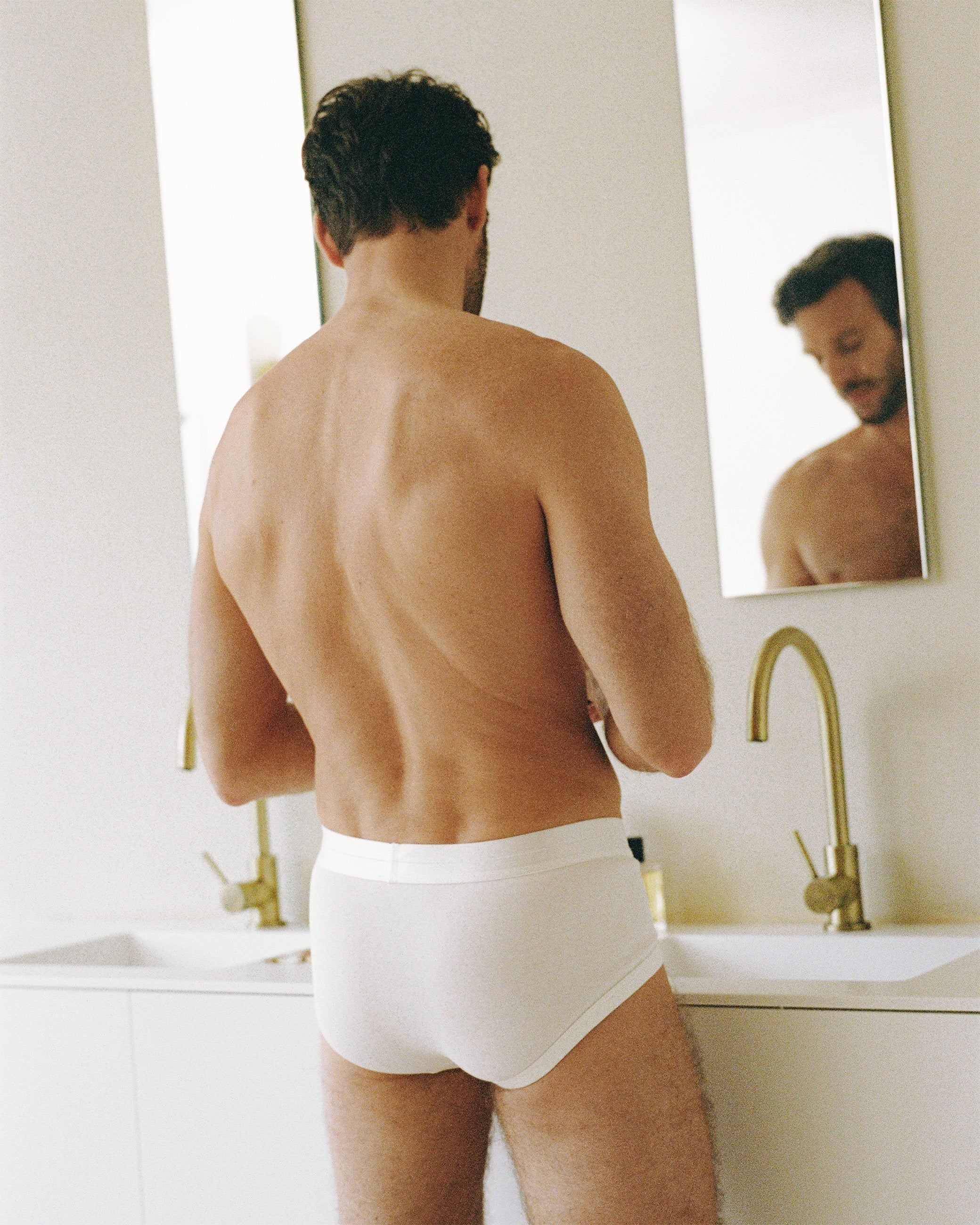 Men wearing white cotton briefs underwear