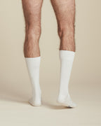 back view mens white mid calf cotton socks