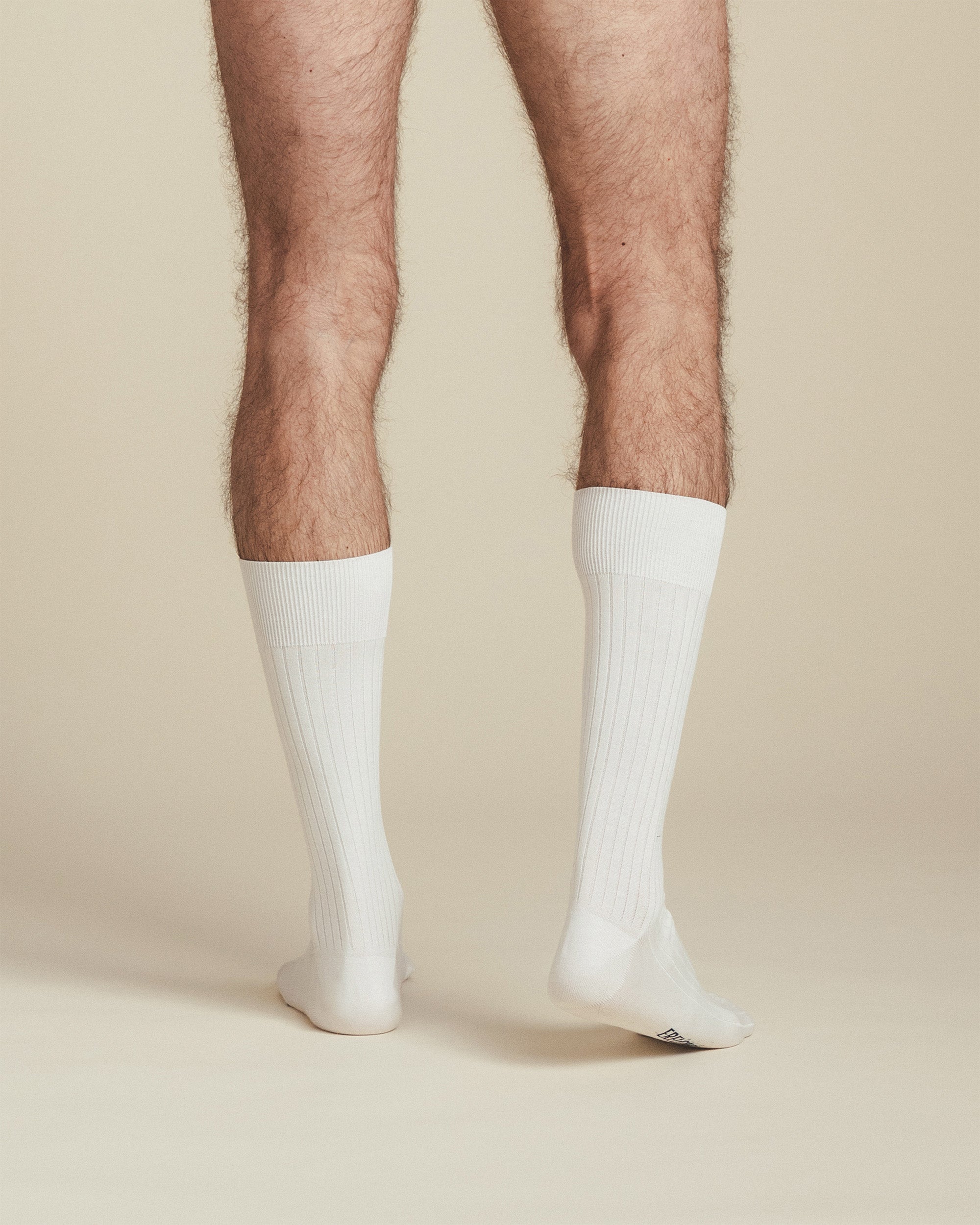 back view mens white mid calf cotton socks