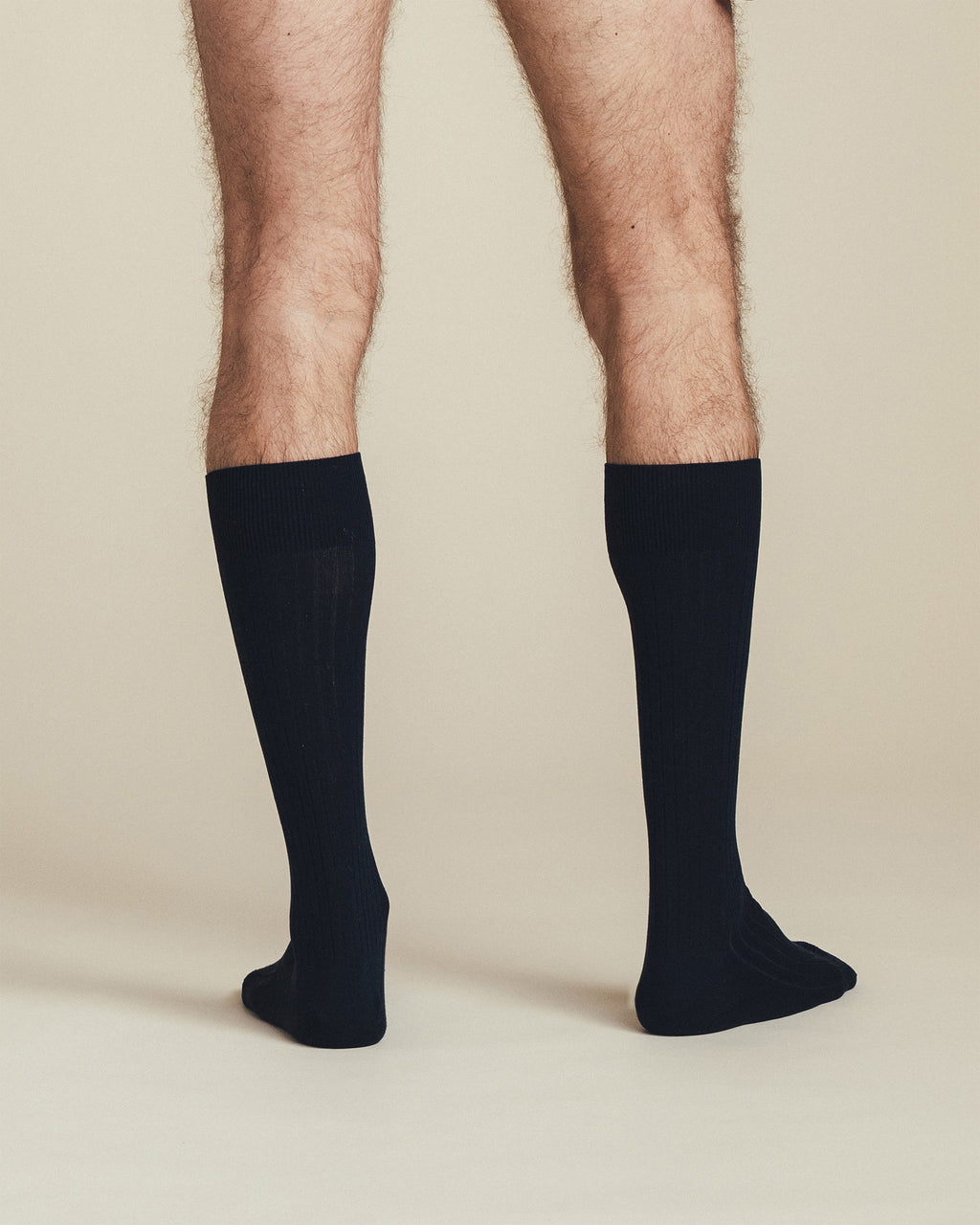 back view mens navy mid calf cotton socks