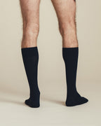 back view mens navy mid calf cotton socks
